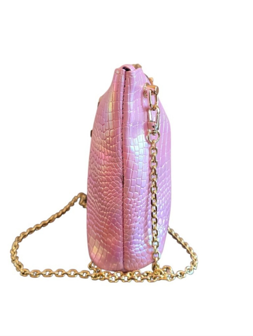 Juicy Couture Metallic Iridescent Pink Converted Makeup Crossbody Bag - Picture 6 of 11